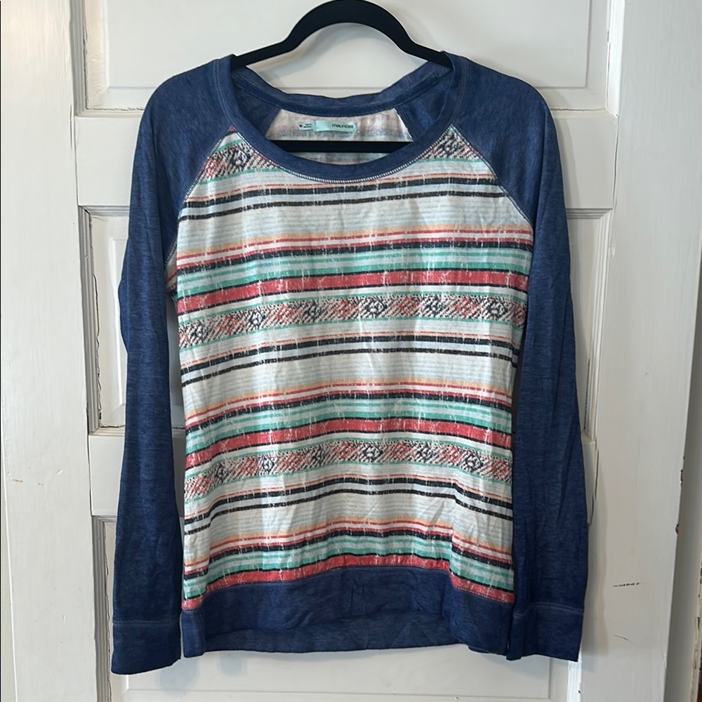Maurices Blue and Multicolor Striped Top